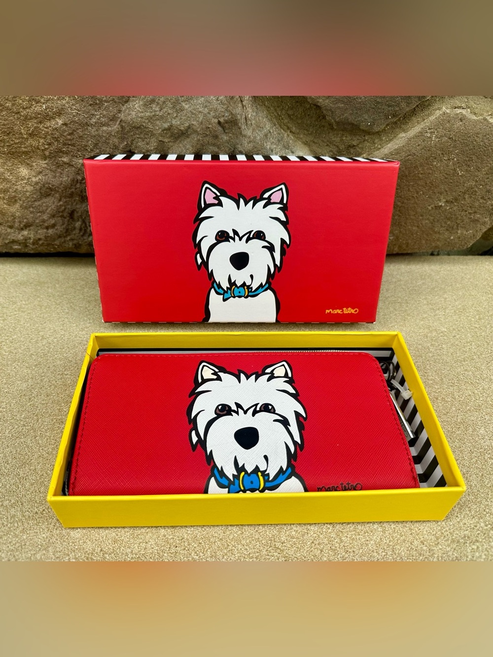🆕🔖 MARC TETRO ✨Red Westie Zip-Around Clutch Wallet ✨ NWT!!